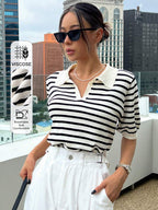 Blusa tejido rayas cuello polo DAZY