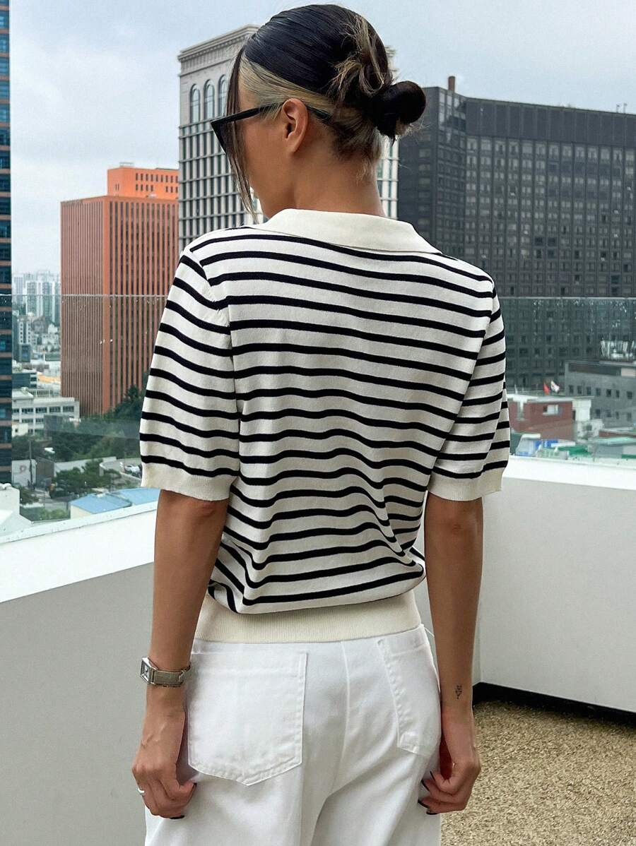 Blusa tejido rayas cuello polo DAZY