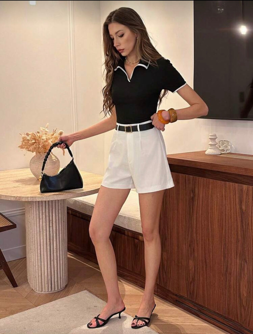 Pariaura Camiseta de mujer con cuello polo y bloques de color, camisas polo de primavera/verano para mujer, tops con estilo preppy, camisa polo con ribete de contraste