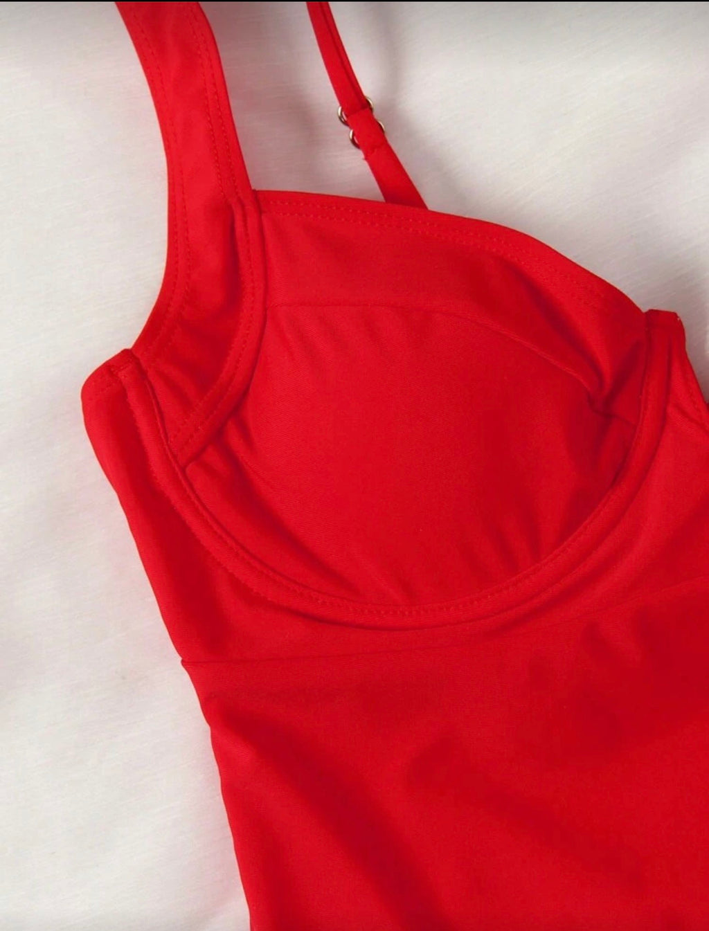 Nuevo Monokini Sexy de Cuello en V Rojo de Polovedo, Adecuado para Playa, Vacaciones, Fiestas y Citas